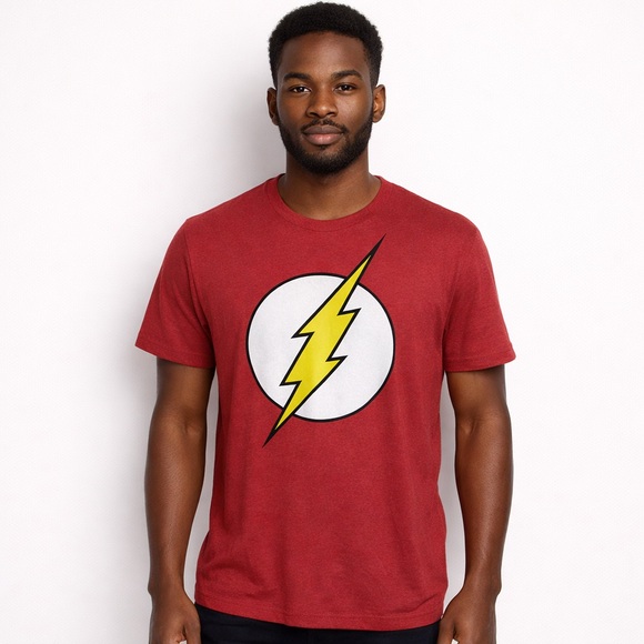 DC Comics 'The Flash' Graphic Logo T-Shirt in Red Cotton (sz L) - Picture 6 of 6